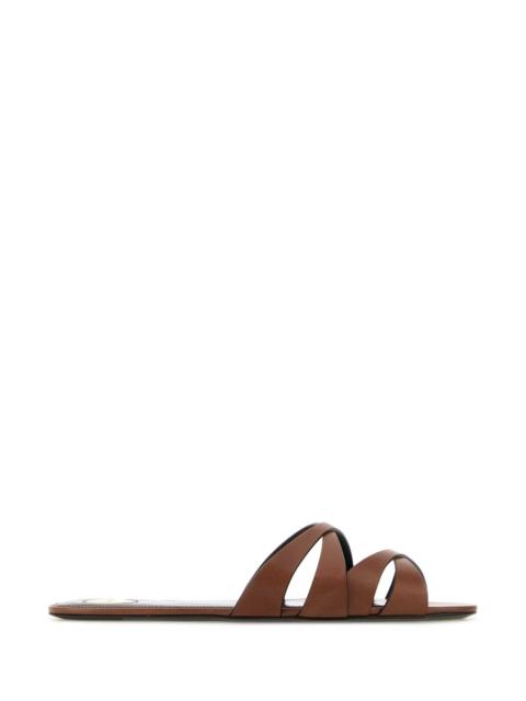 SAINT LAURENT Saint Laurent Women Brown Leather Chandelle Slippers