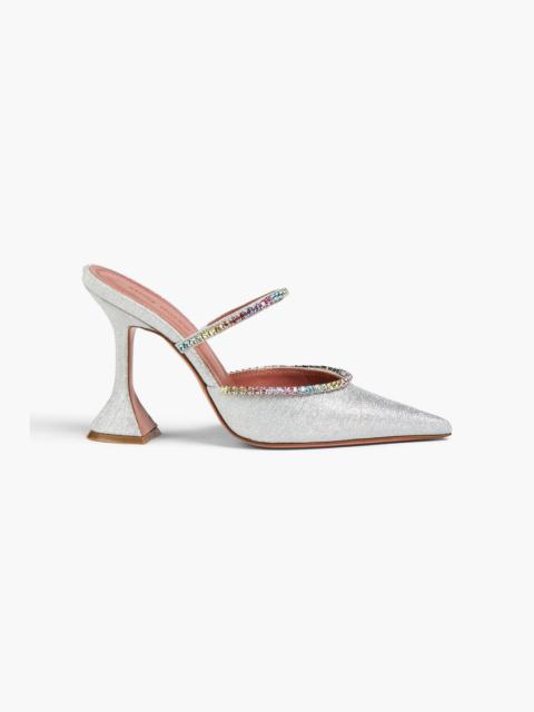 Amina Muaddi Gilda crystal-embellished glittered leather mules