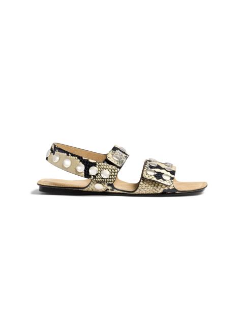 KHAITE Boden Silver Studded Python-Effect Leather Sandals python