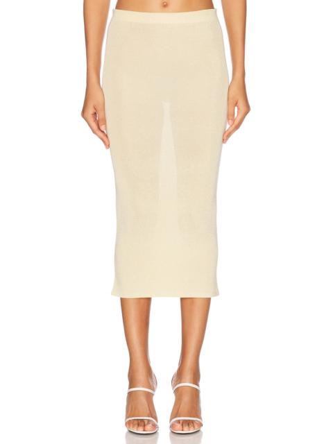 self-portrait Viscose Knit Midi Skirt