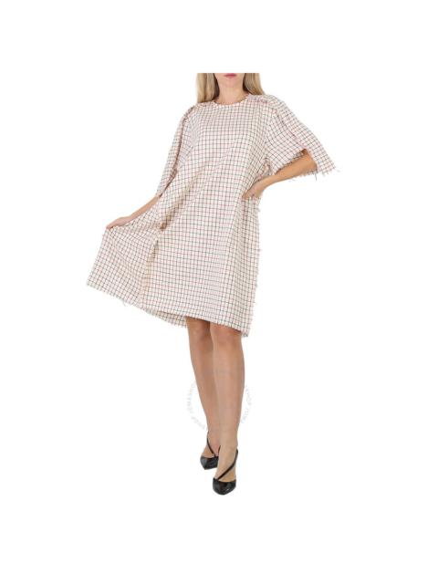 Maison Margiela Ladies Ecru All-Over Checkered Shirt Dress
