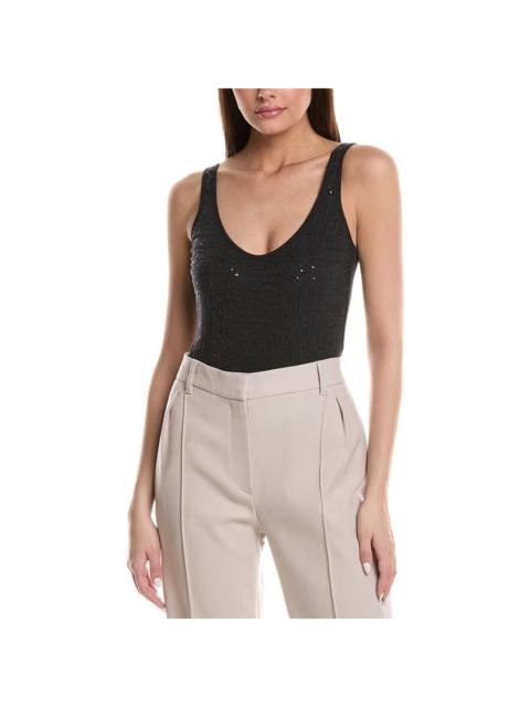 Brunello Cucinelli Brunello Cucinelli Anthracite Sequin Scoop Neck Bodysuit