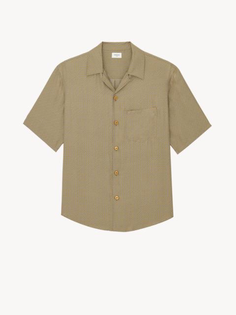 SAINT LAURENT SHIRT IN GEOMETRIC SILK SATIN