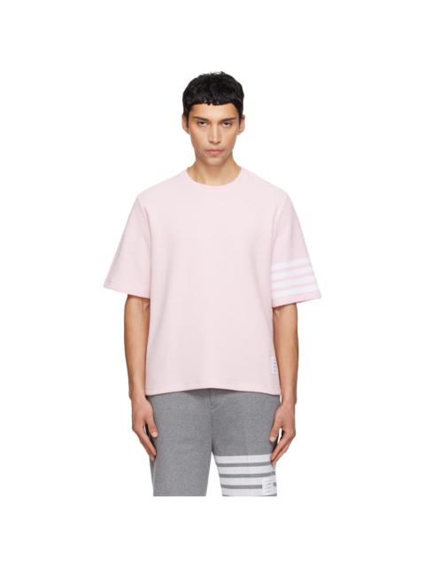 Thom Browne Pink Textured Pique 4-Bar T-shirt