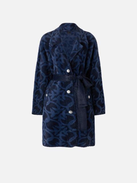 PINKO VELOUR-EFFECT COAT WITH JACQUARD LOGO