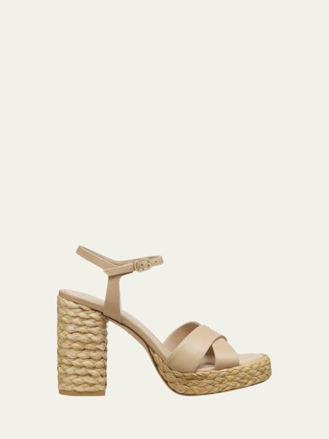 Stuart Weitzman Dayna Leather Crisscross Platform Sandals