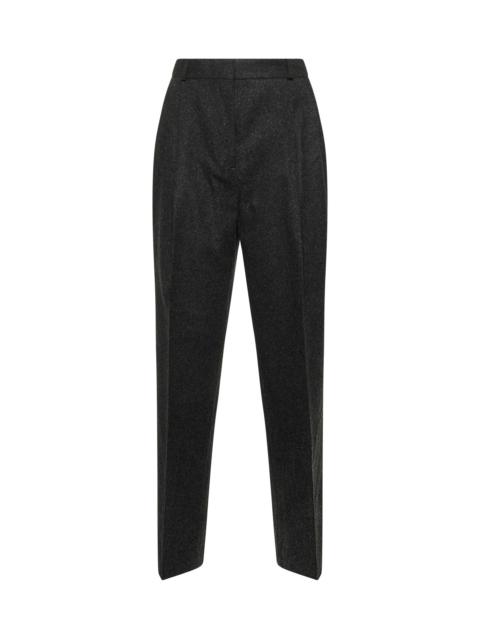 Toteme Women Melange Grey Wool Blend Tailored Trousers