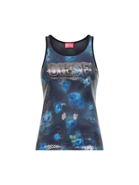 Diesel Diesel Women Floral Print And Sequins Jersey T-Unky Top