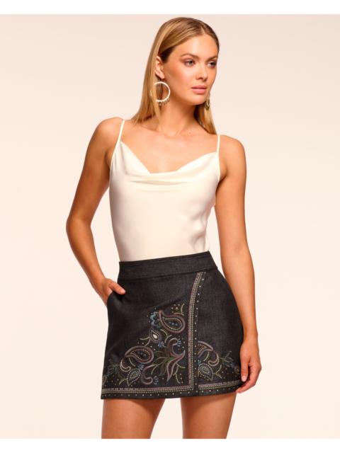 RAMY BROOK Lauren Embroidered Denim Mini Skirt