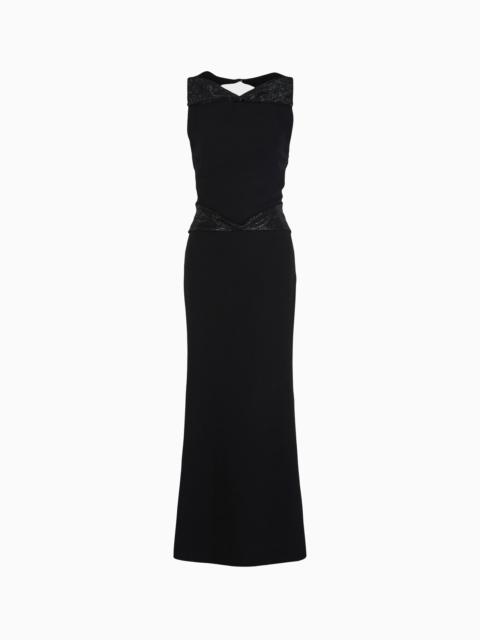 GIORGIO ARMANI Long dress in silk cady with rhinestone details