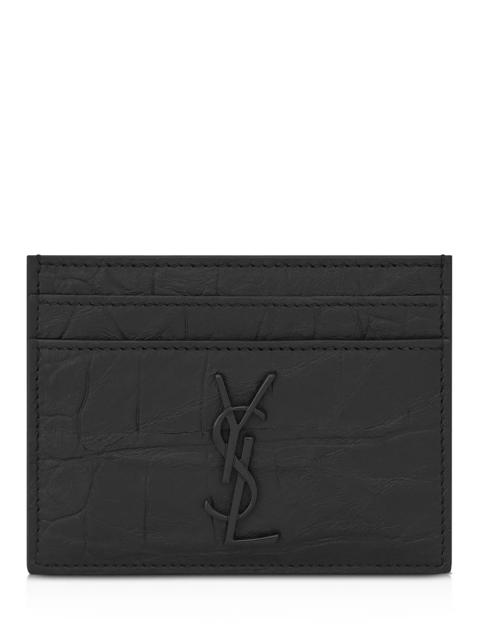 SAINT LAURENT Croc Embossed Monogram Card Case