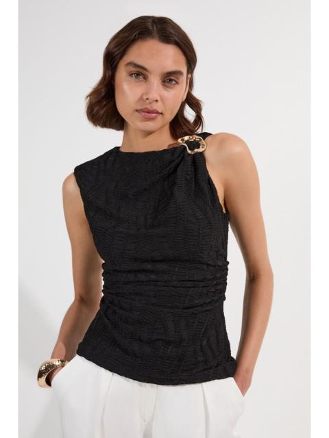 KAREN MILLEN Textured Trim Detail Sleeveless Jersey Top
