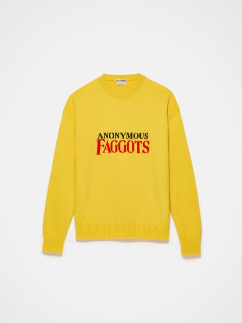 JW Anderson MENS 'ANONYMOUS FAGGOTS' JUMPER IN BRIGHT YELLOW