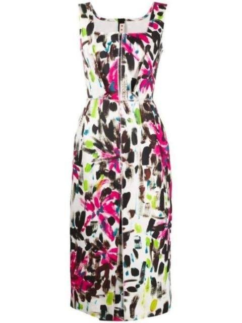 Marni Paintbrush Print Cotton Dress