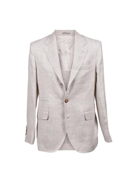 Brunello Cucinelli Brunello Cucinelli Light Plaid Linen Wool Suit