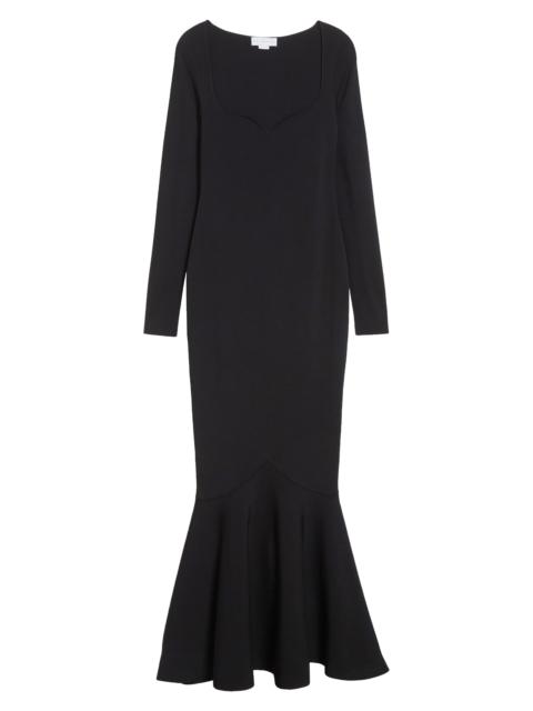 Stella McCartney Stella McCartney Long Sleeve Compact Knit Mermaid Gown in Black at Nordstrom