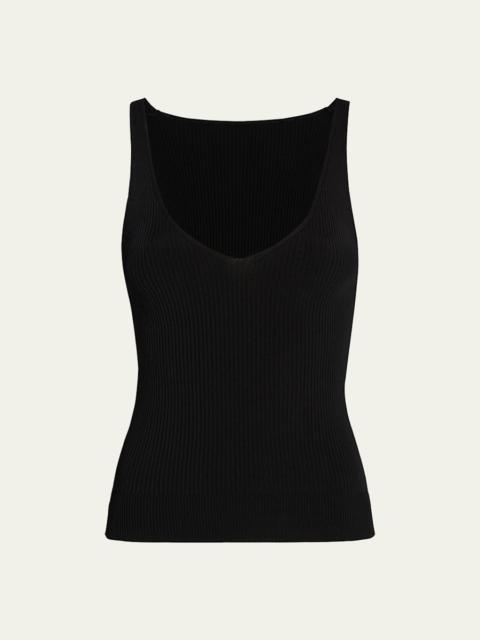 Another Tomorrow Deep V Knit Tank Top