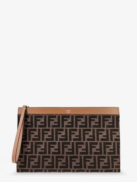FENDI Fendi Ff Jacquard Fabric Medium Flat Pouch