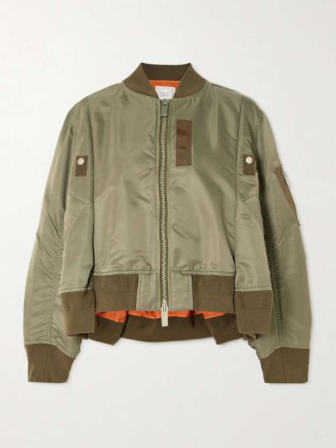 Grosgrain-trimmed shell bomber jacket Brown