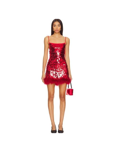 Other Designers NWT OW Collection Luna Sequin Feather Mini Dress in Bordeaux Red Sz XS $228