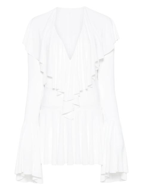 NORMA KAMALI long-sleeve deep V-neck mini dress