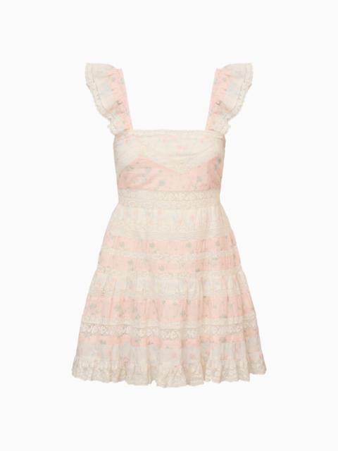 LoveShackFancy Melitta Mixed Print Mini Dress