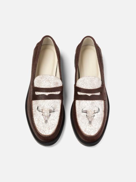 DUKE + DEXTER Wilde Cracked Bison Skull Penny Loafer - Men's