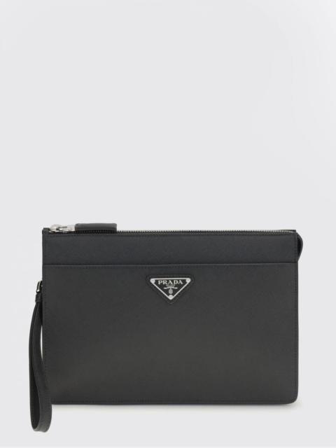 Prada Prada Men Prada Calf Leather Pouch With Logo