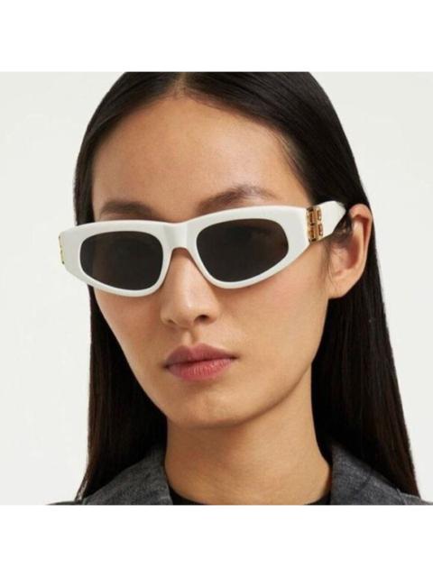 BALENCIAGA SALE! NEW Balenciaga BB0095S 012 White Gold Logo Grey Cat Eye Unisex Sunglasses