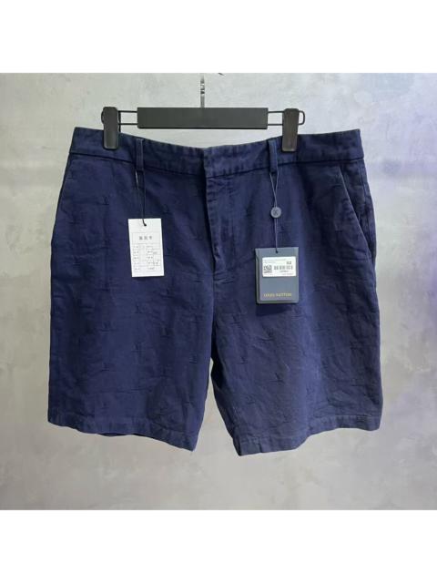 Louis Vuitton Louis Vuitton 2024 Blue Logo Jacquard Elastic-Waist Mid-Rise Straight-Leg Casual Shorts