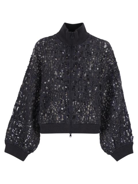 Brunello Cucinelli Brunello Cucinelli Women Dazzling Croc Embroidery Cardigan In Mohair, Silk And Linen