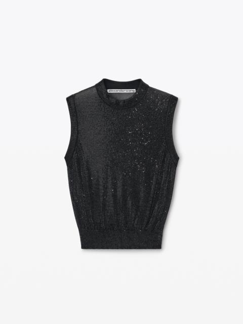 Alexander Wang Mockneck Tank in Clear Bead Hotfix