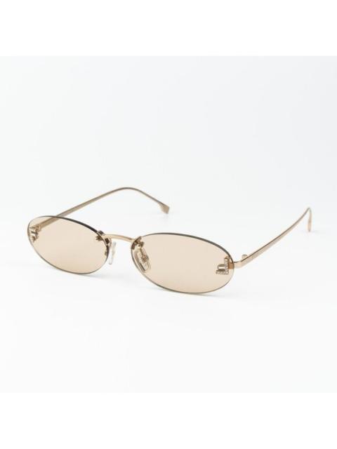 FENDI Fendi FIRST CRYSTAL Men Sunglasses Rose Brown Oval FE4075US 28Y NEW AUTHENTIC
