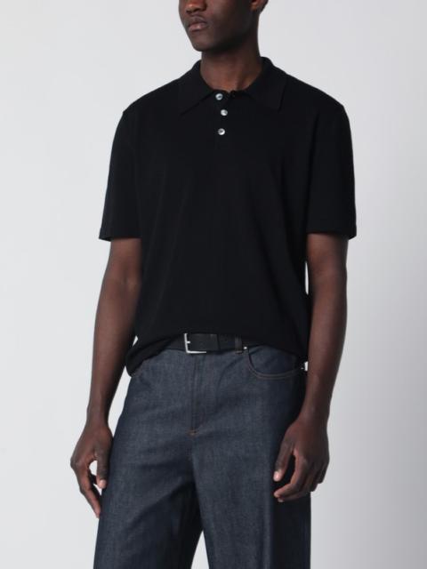 A.P.C. Black cotton knit polo shirt