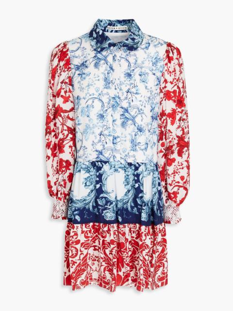 Alice + Olivia Paulie printed cupro mini shirt dress