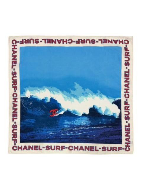 CHANEL CHANEL Spring Summer 2002 Surf CC Logo Wave Print Scarf