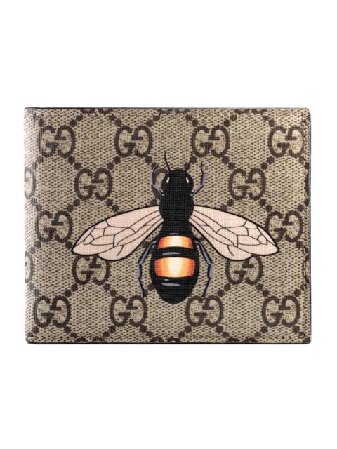 GUCCI Gucci Bifold Wallet GG Supreme Bee Print (8 Card Slots) Beige/Ebony