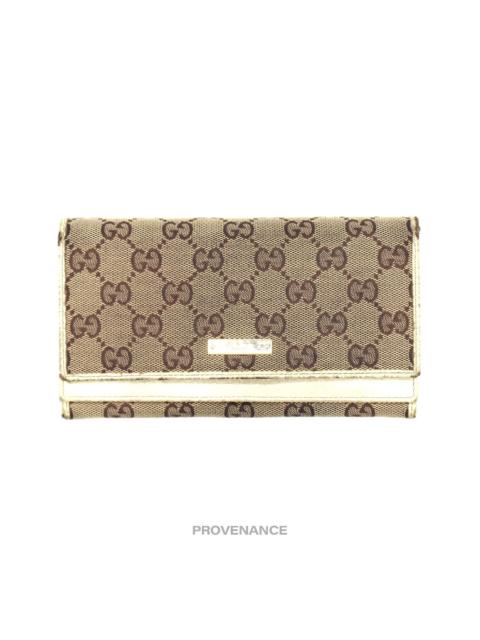 GUCCI Gucci GG Canvas Long Wallet - White