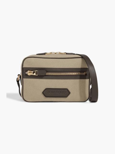 TOM FORD Leather-trimmed canvas messenger bag