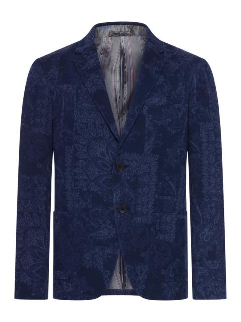 Etro Etro Men Single-Breasted Jacquard Cotton Jacket With Floral Pattern