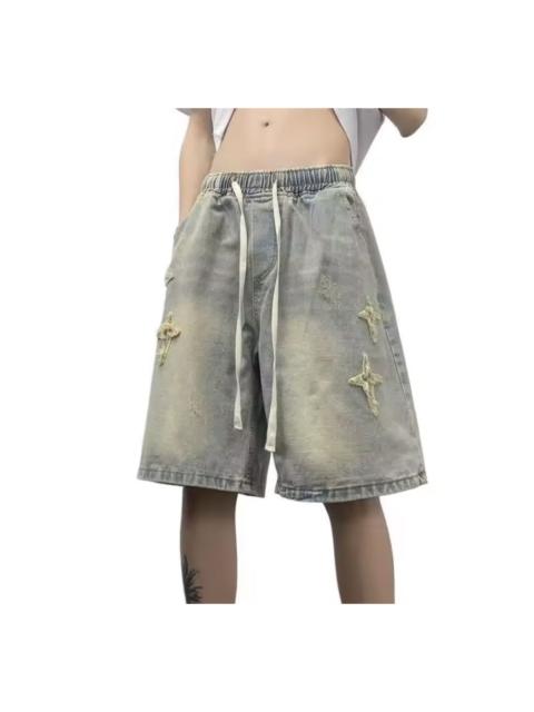 Other Designers Other - Distressed Star-Patch Denim Jorts – Vintage StyleWashed Grey