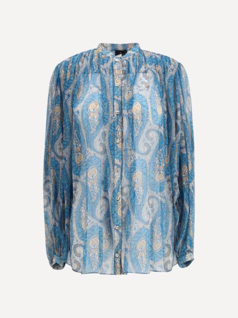 Etro Pleated Shirt with band collar