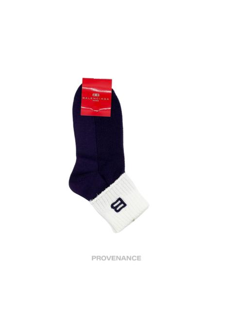 BALENCIAGA Balenciaga BB Logo Embroidered Socks - Navy White