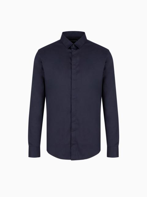 EMPORIO ARMANI Lightweight comfortable satin slim-fit shirt