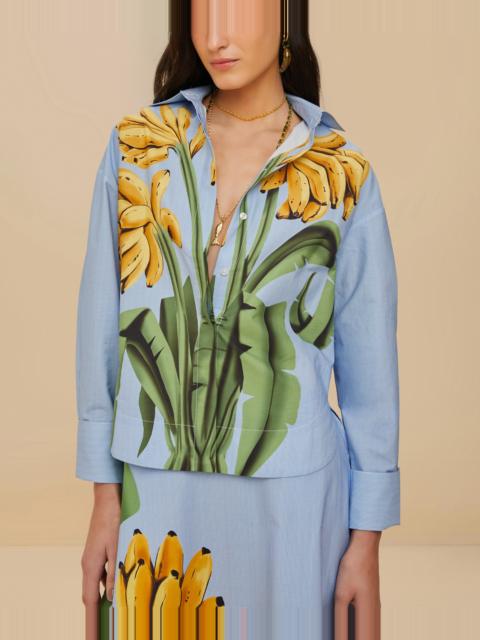 FARM RIO Blue Banana Cocina Striped Shirt