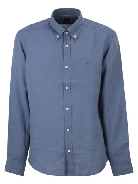BOSS Boss Men Pure Linen Regular Fit Shirt With Button-Down Collar
