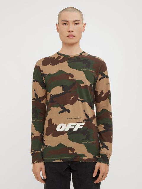 Off-White Long Sleeve Camo Print T-Shirt