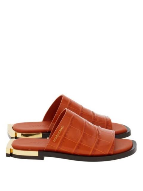FERRAGAMO Ferragamo Gancini Heel Aline Leather Slides, Size 7 C