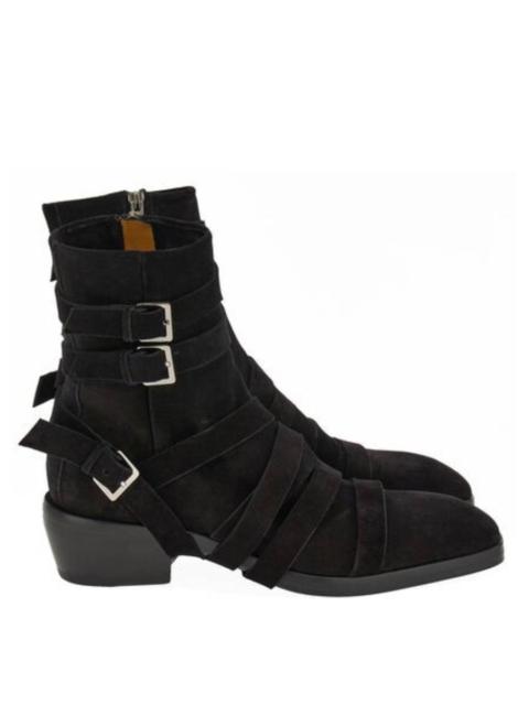 FERRAGAMO Ferragamo Harness Strap Suede Ankle Boots, Size 10 E