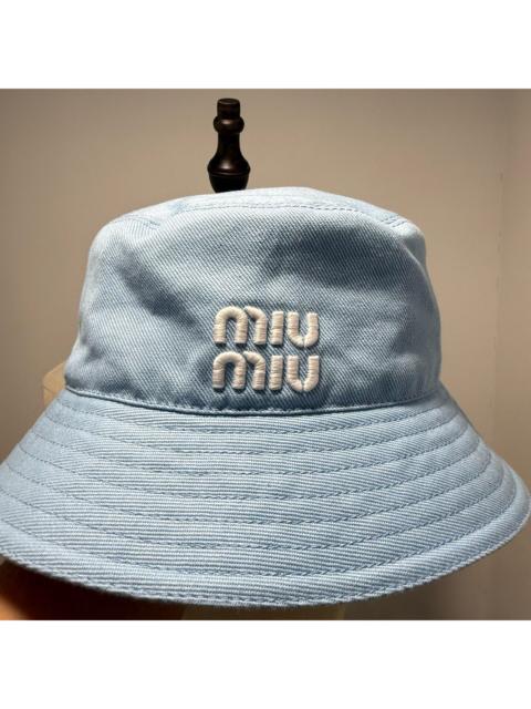 Miu Miu Miu Miu Blue Embroidered Logo Bucket Hat